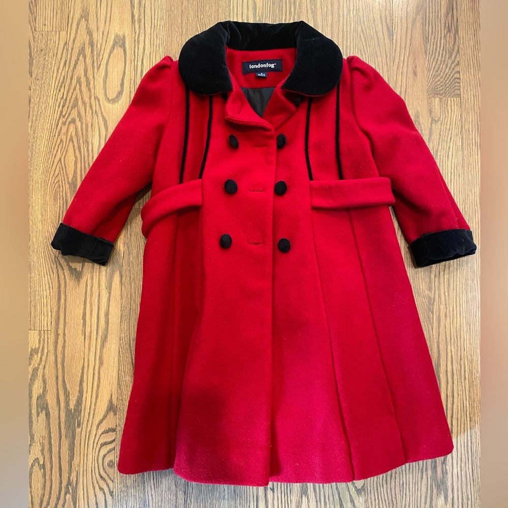 Beautiful London Fog Red Wool Coat Size 4 Girls